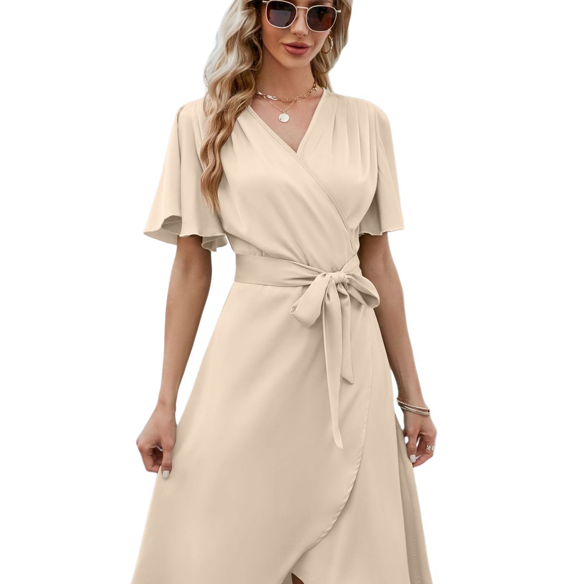 BLWOENS - Vestido casual de verano para mujeres - Beige
