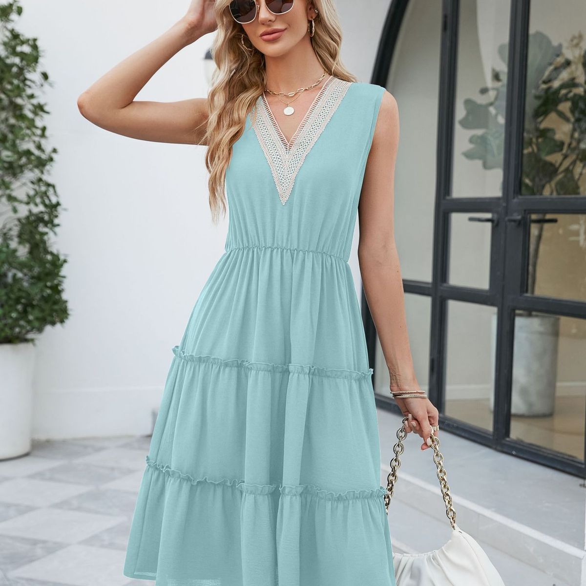 BLWOENS - Vestido casual de verano para mujeres - Verde