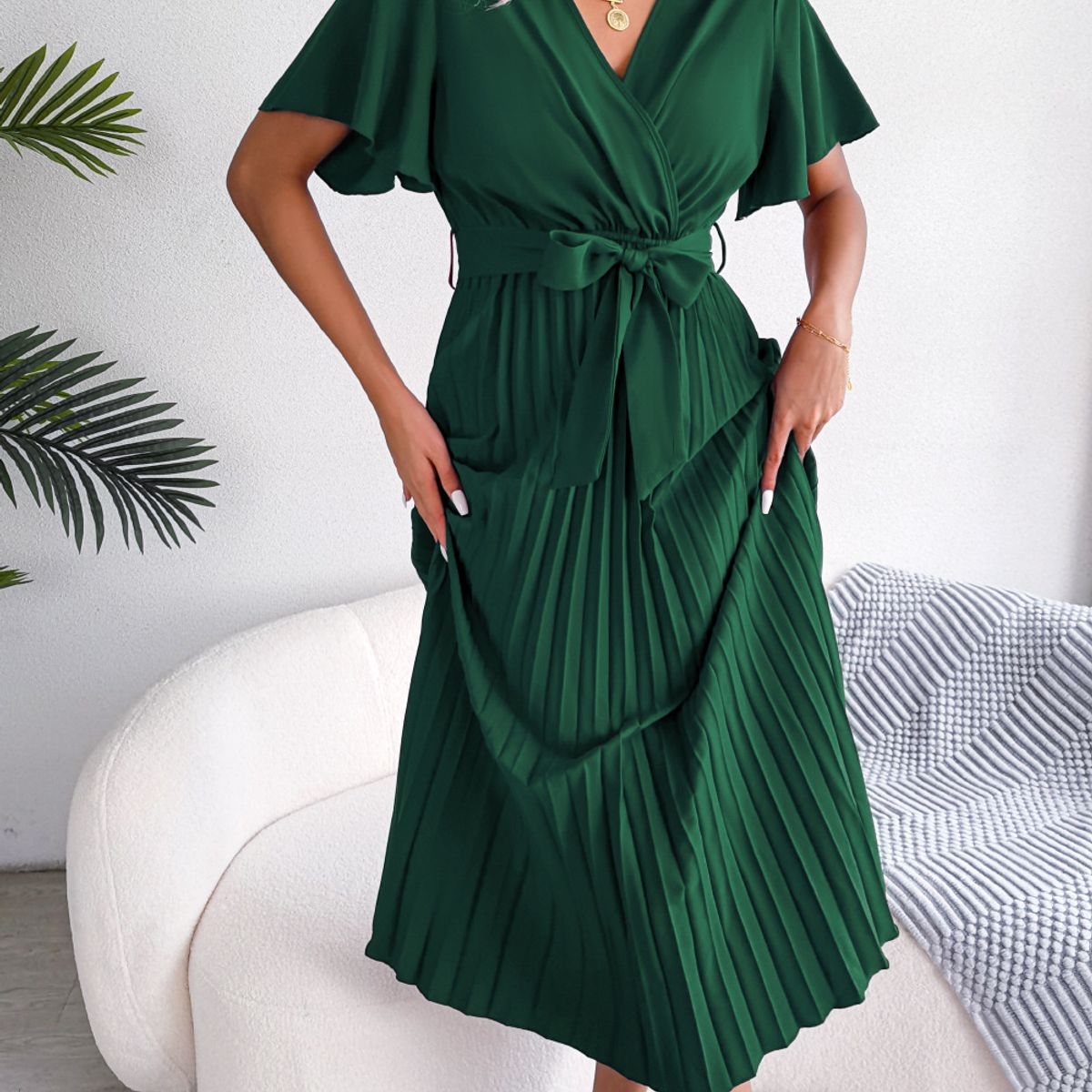 BLWOENS - Vestido casual de verano para mujeres - Verde