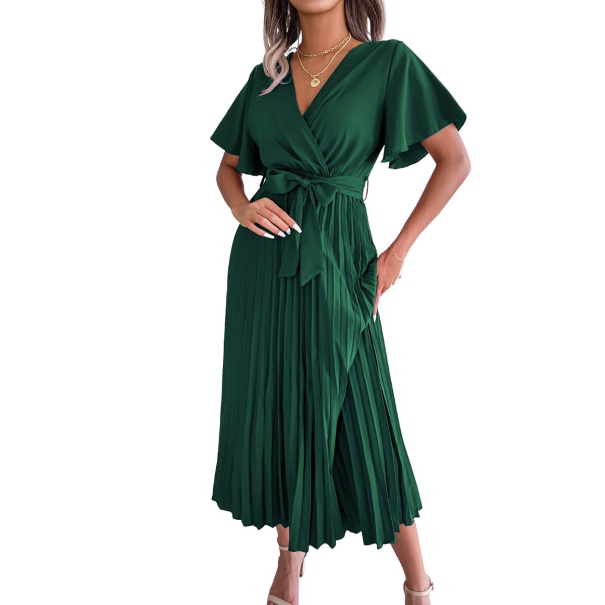 BLWOENS - Vestido casual de verano para mujeres - Verde