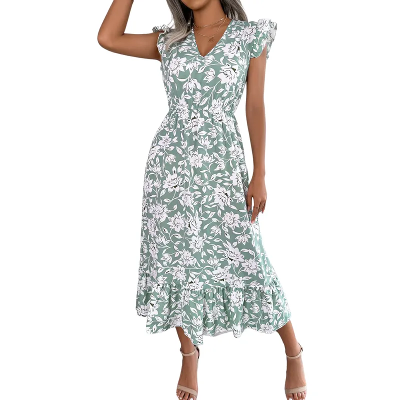 BLWOENS - Vestido casual de verano para mujeres - Verde