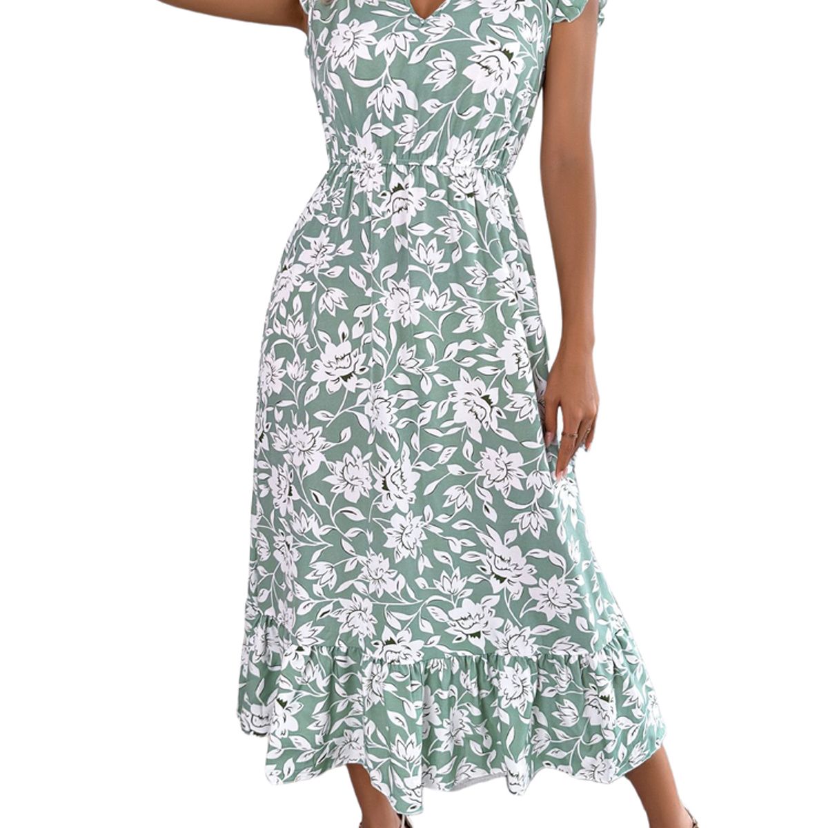 BLWOENS - Vestido casual de verano para mujeres - Verde