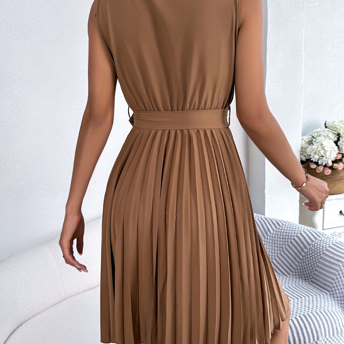 BLWOENS - Vestido casual de verano para mujeres - Marrón