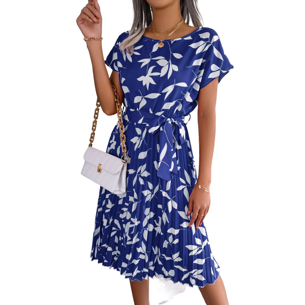 BLWOENS - Vestido casual de verano para mujeres - Azul