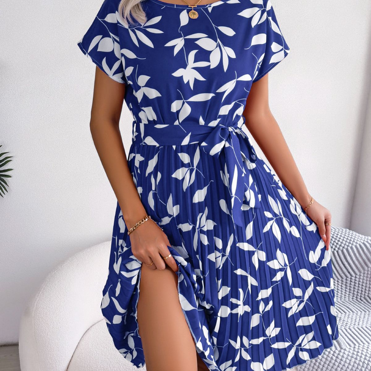 BLWOENS - Vestido casual de verano para mujeres - Azul