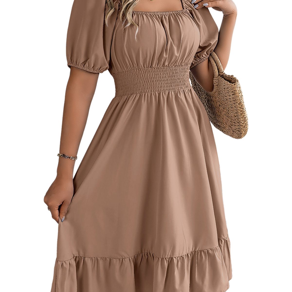 BLWOENS - Vestido casual de verano para mujeres - Marrón