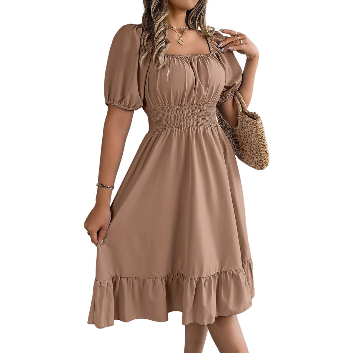 BLWOENS - Vestido casual de verano para mujeres - Marrón