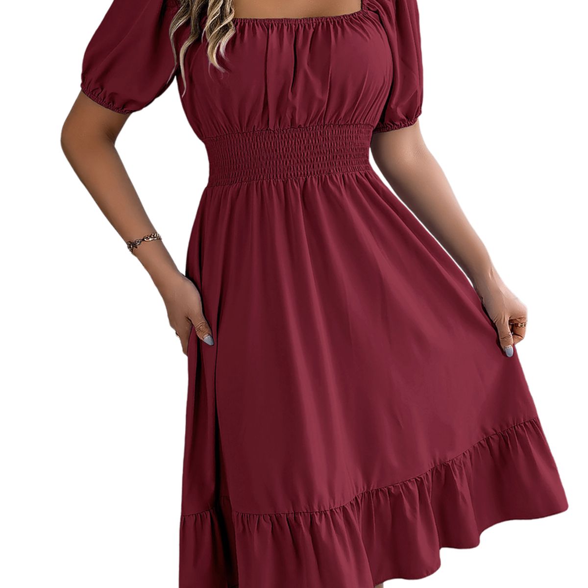 BLWOENS - Vestido casual de verano para mujeres - Rojo