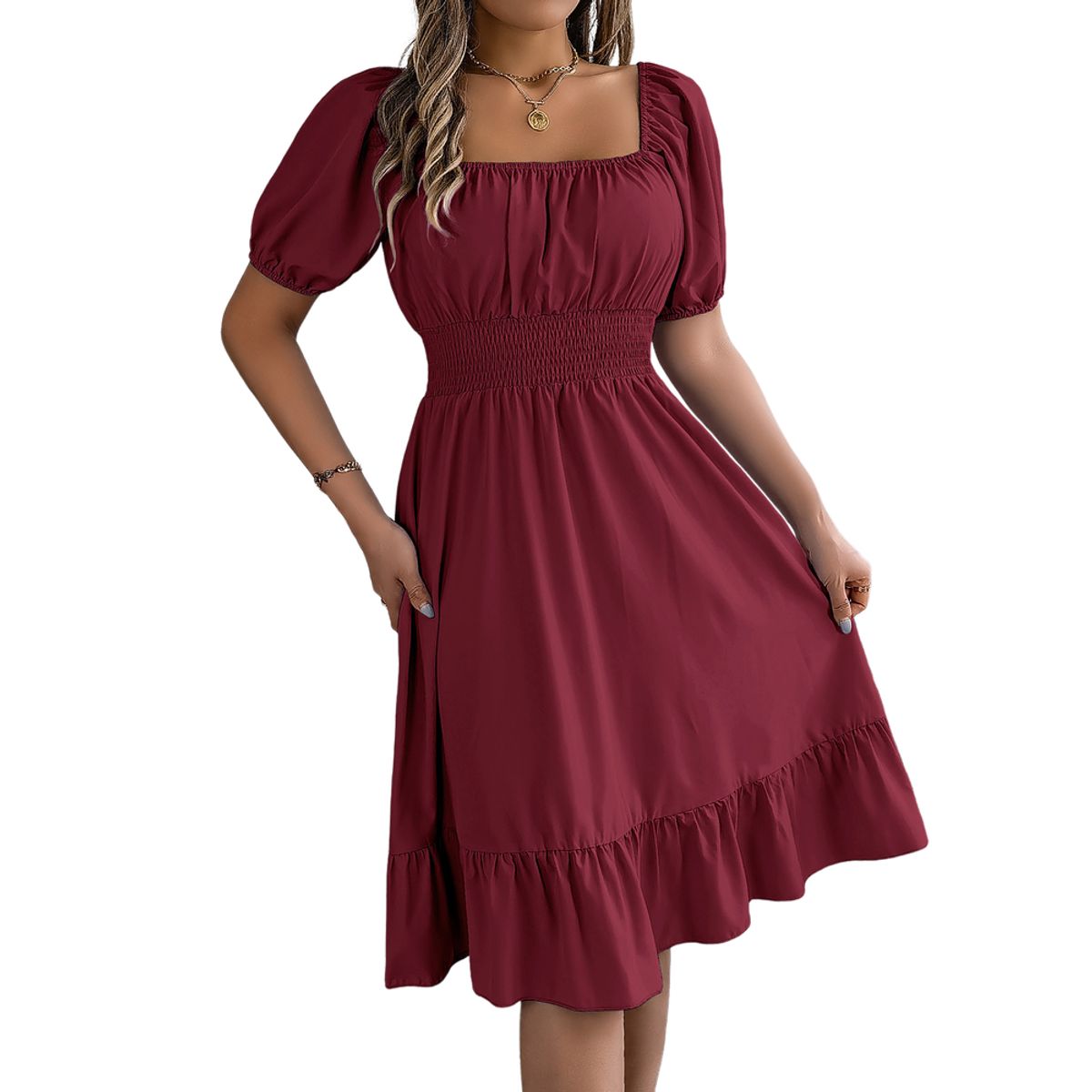 BLWOENS - Vestido casual de verano para mujeres - Rojo