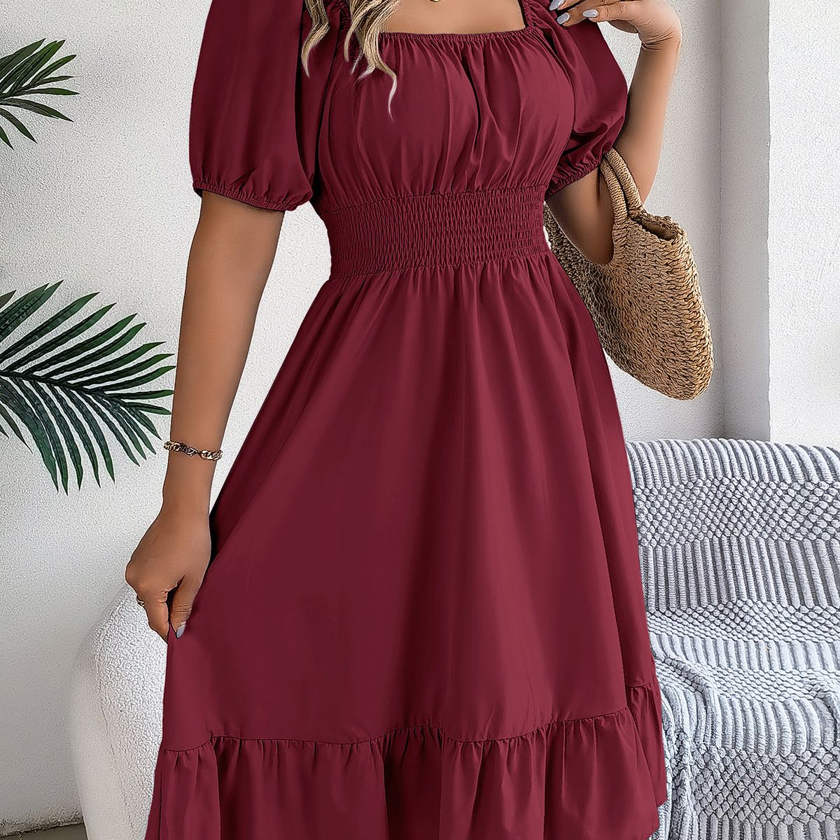 BLWOENS - Vestido casual de verano para mujeres - Rojo