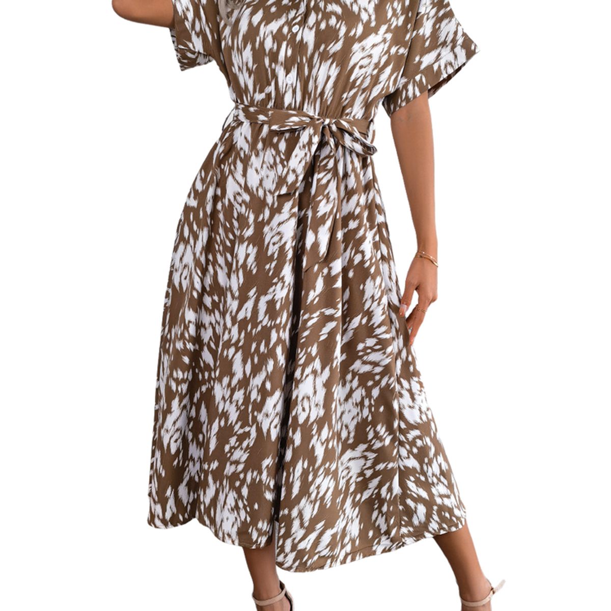 BLWOENS - Vestido casual de verano para mujeres - Marrón