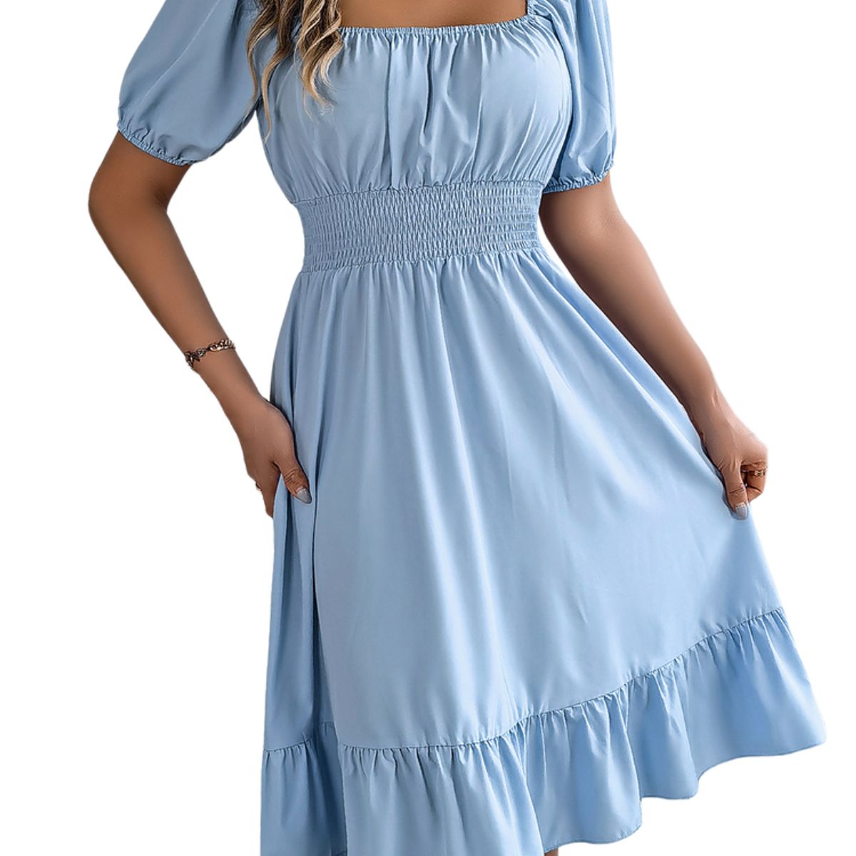 BLWOENS - Vestido casual de verano para mujeres - Azul