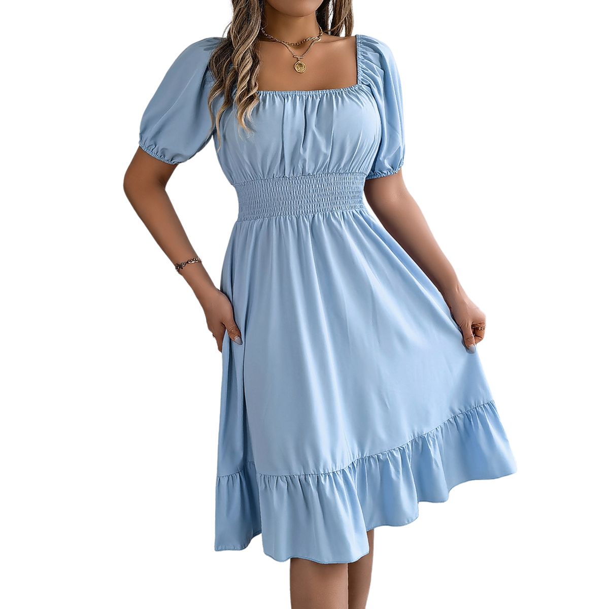 BLWOENS - Vestido casual de verano para mujeres - Azul