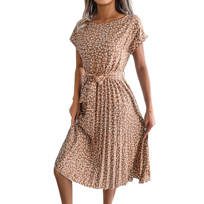 BLWOENS - Vestido casual de verano para mujeres - Marrón