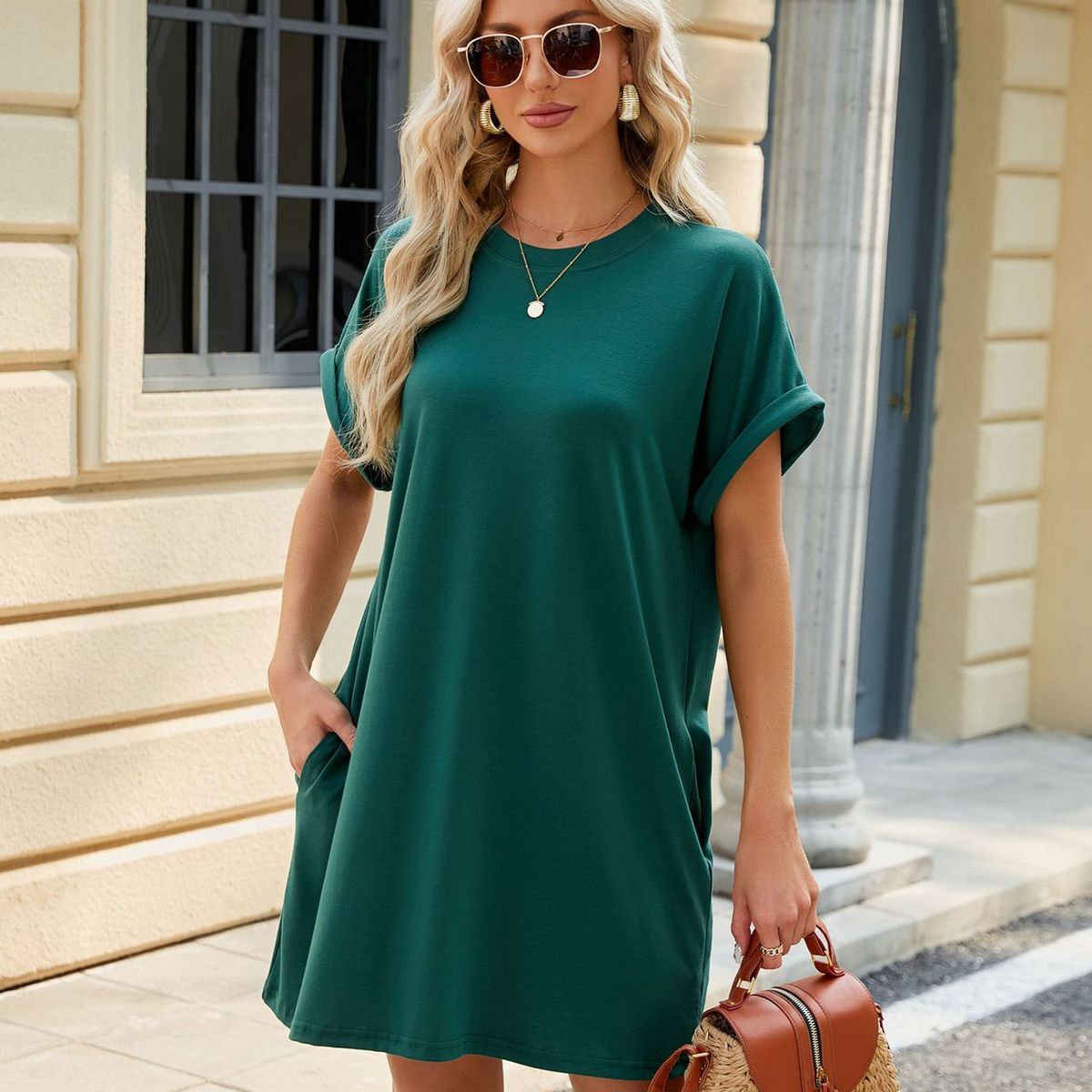 BLWOENS - Vestido casual de verano para mujeres - Verde