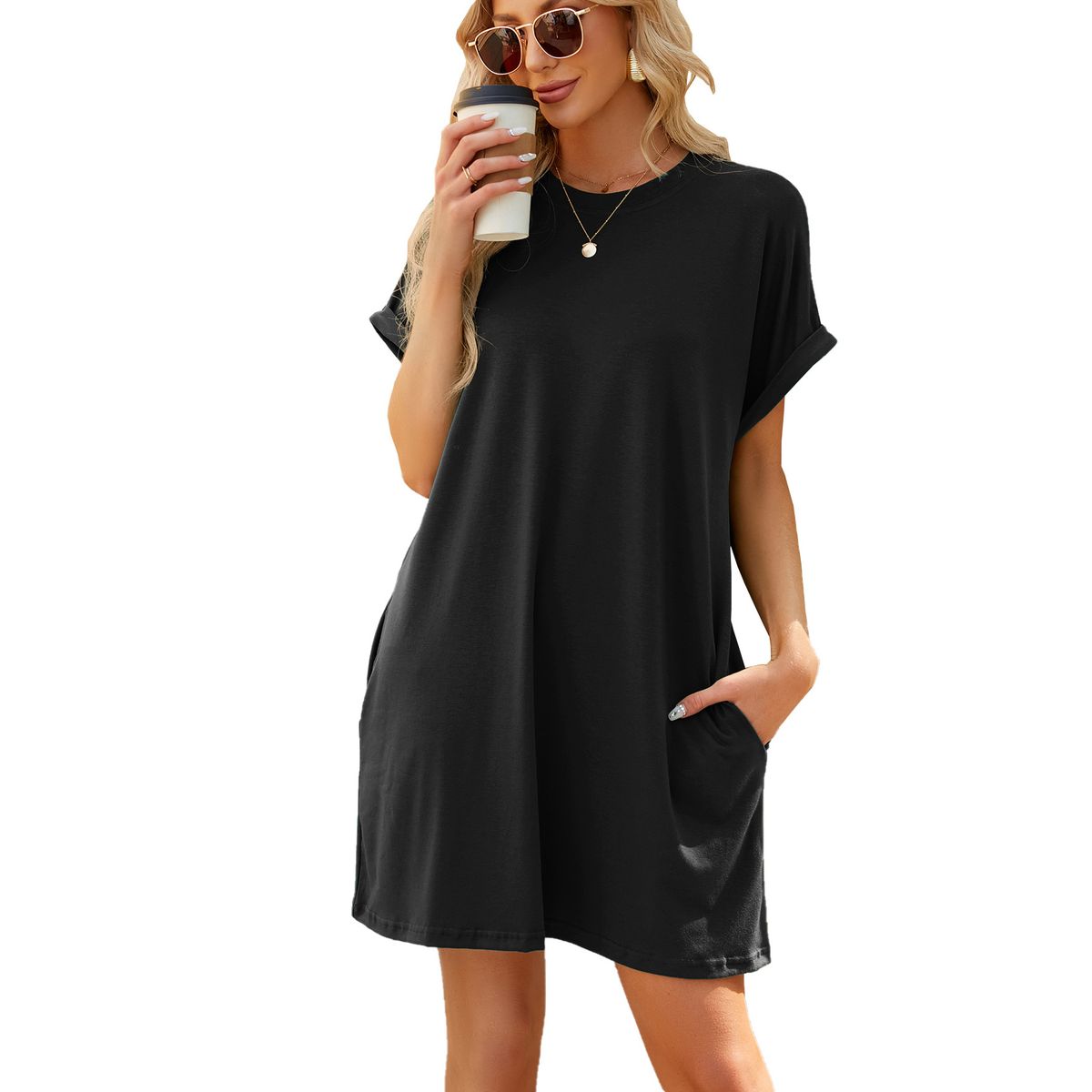 BLWOENS - Vestido casual de verano para mujeres - Negro