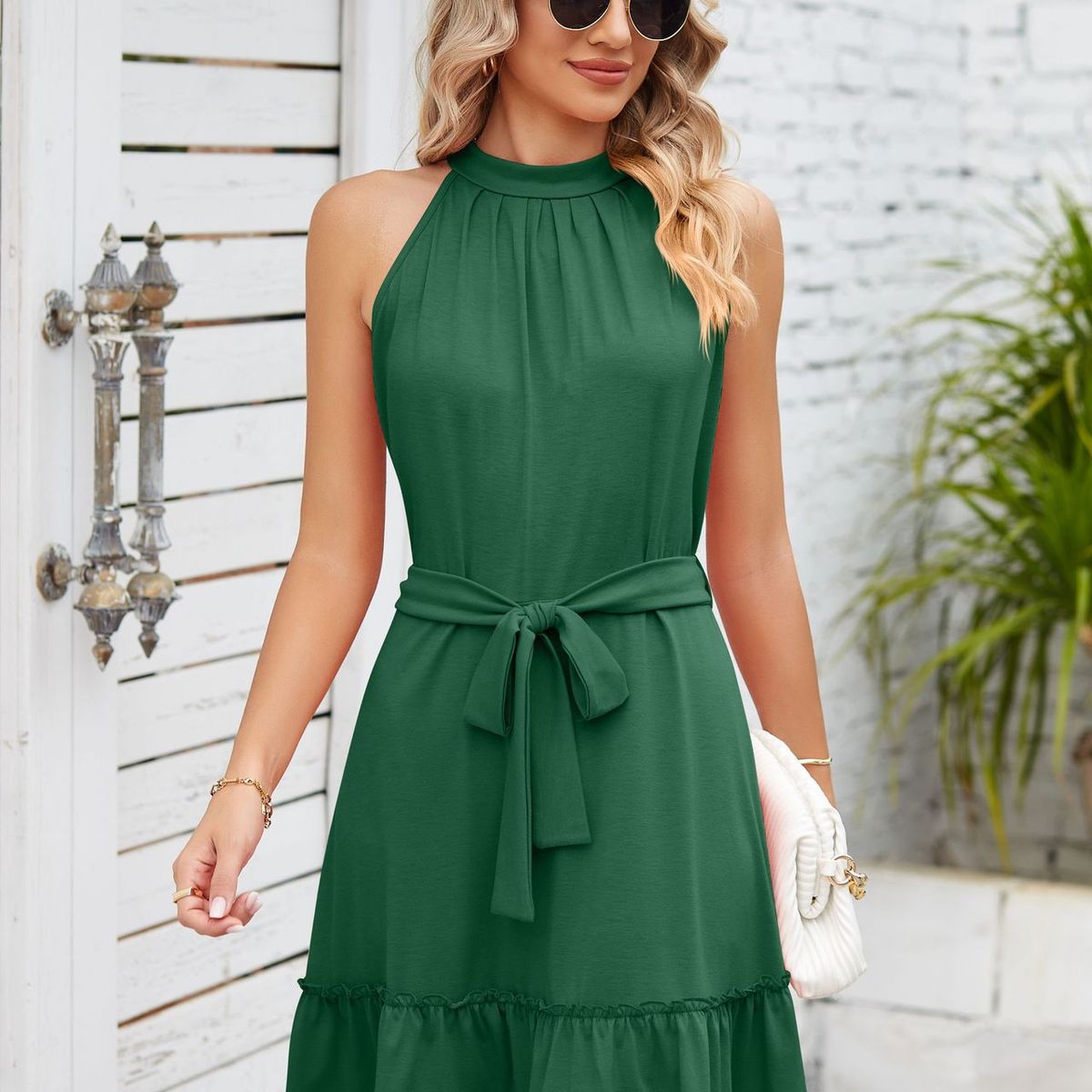 BLWOENS - Vestido casual de verano para mujeres - Verde