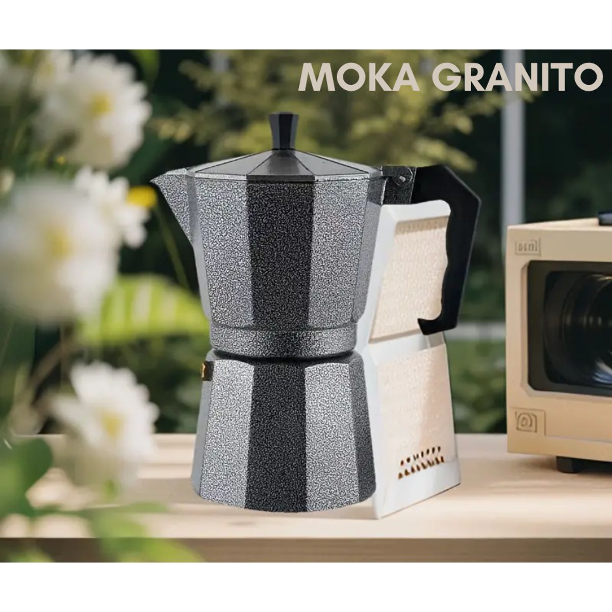 GENERICO - Cafetera moka gris granito 9 tz