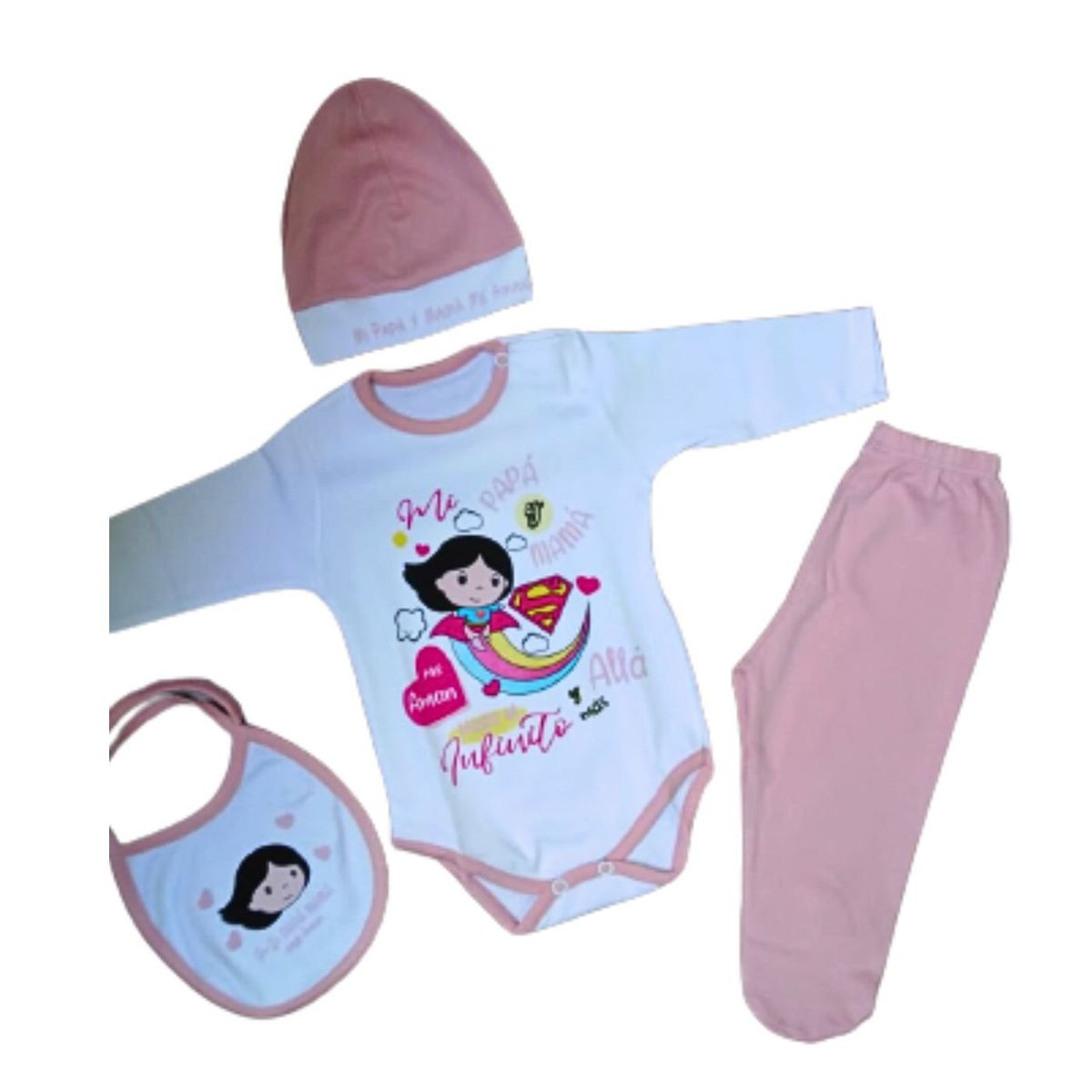 GENERICO - Ajuar de bebe Recien nacido de 0 a 4 meses en Rosa