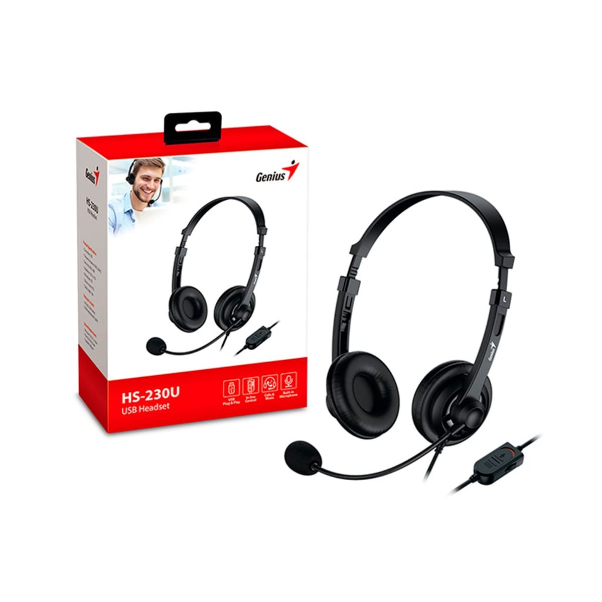 GENIUS - AUDIFONO CMICROF GENIUS HS-230U USB BLACK