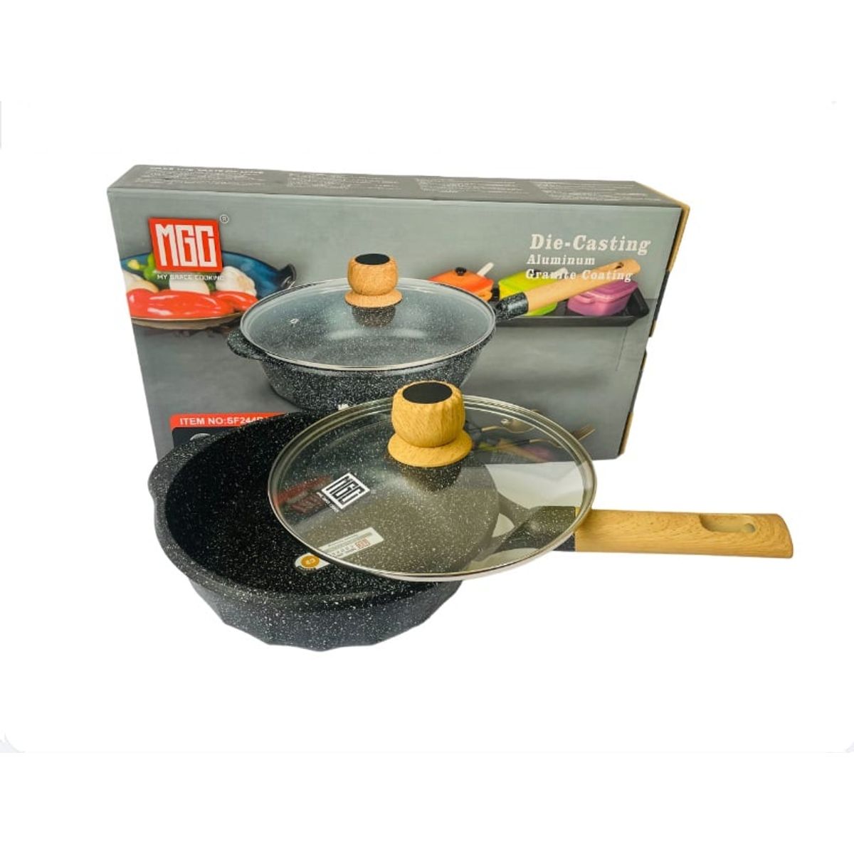 GENERICO - Sarten Hondo Antiadherente Granito Roca Volcánica 24cm