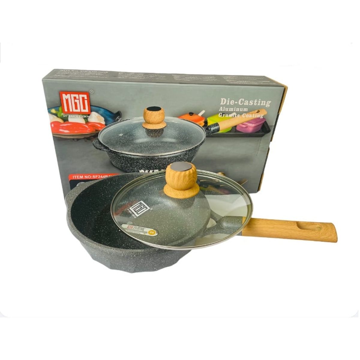 GENERICO - Sarten Hondo Antiadherente Granito Roca Volcánica 24cm