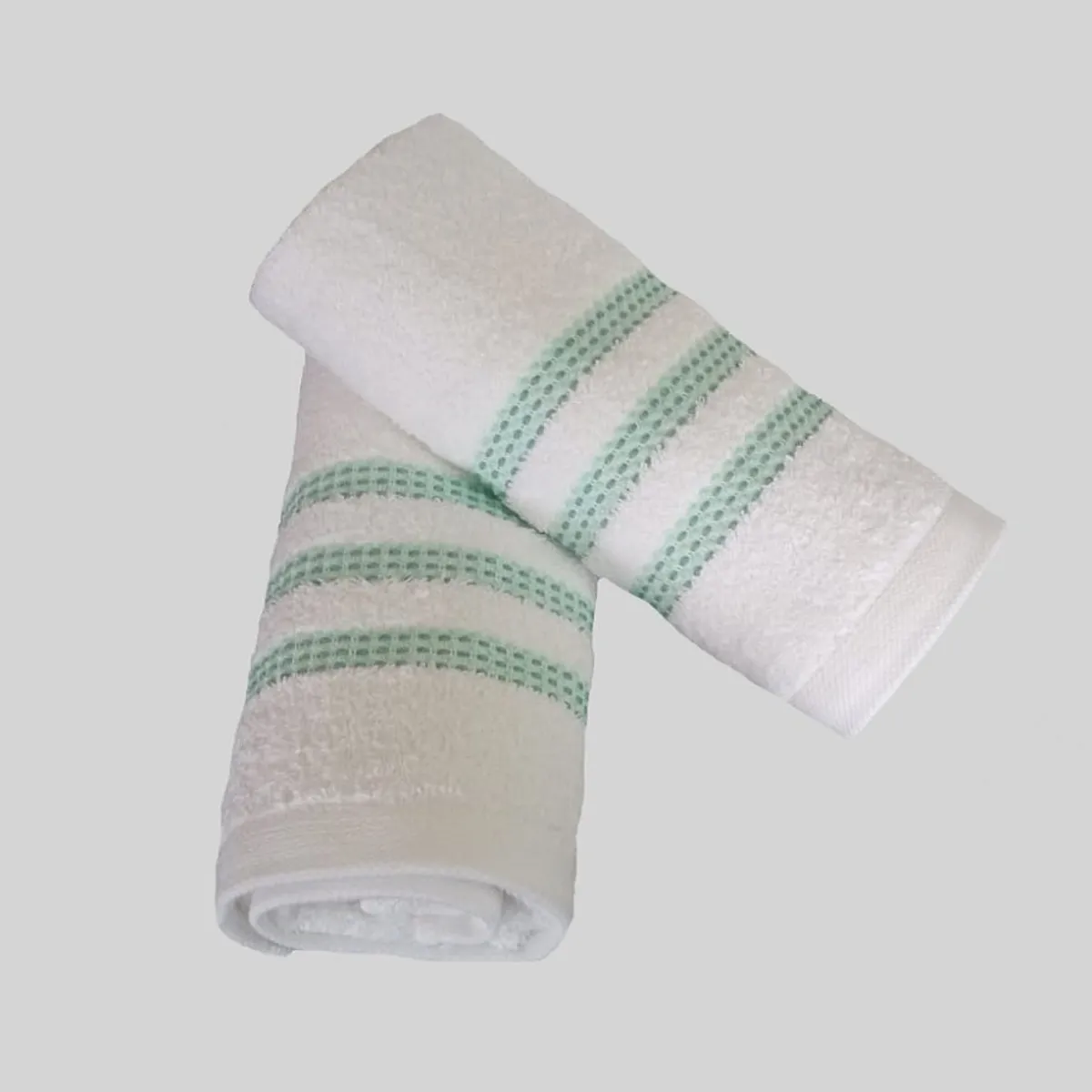 SLEEPER - Pack de 02 Toallas Mano Bahamas Blancas con cenefa Verde