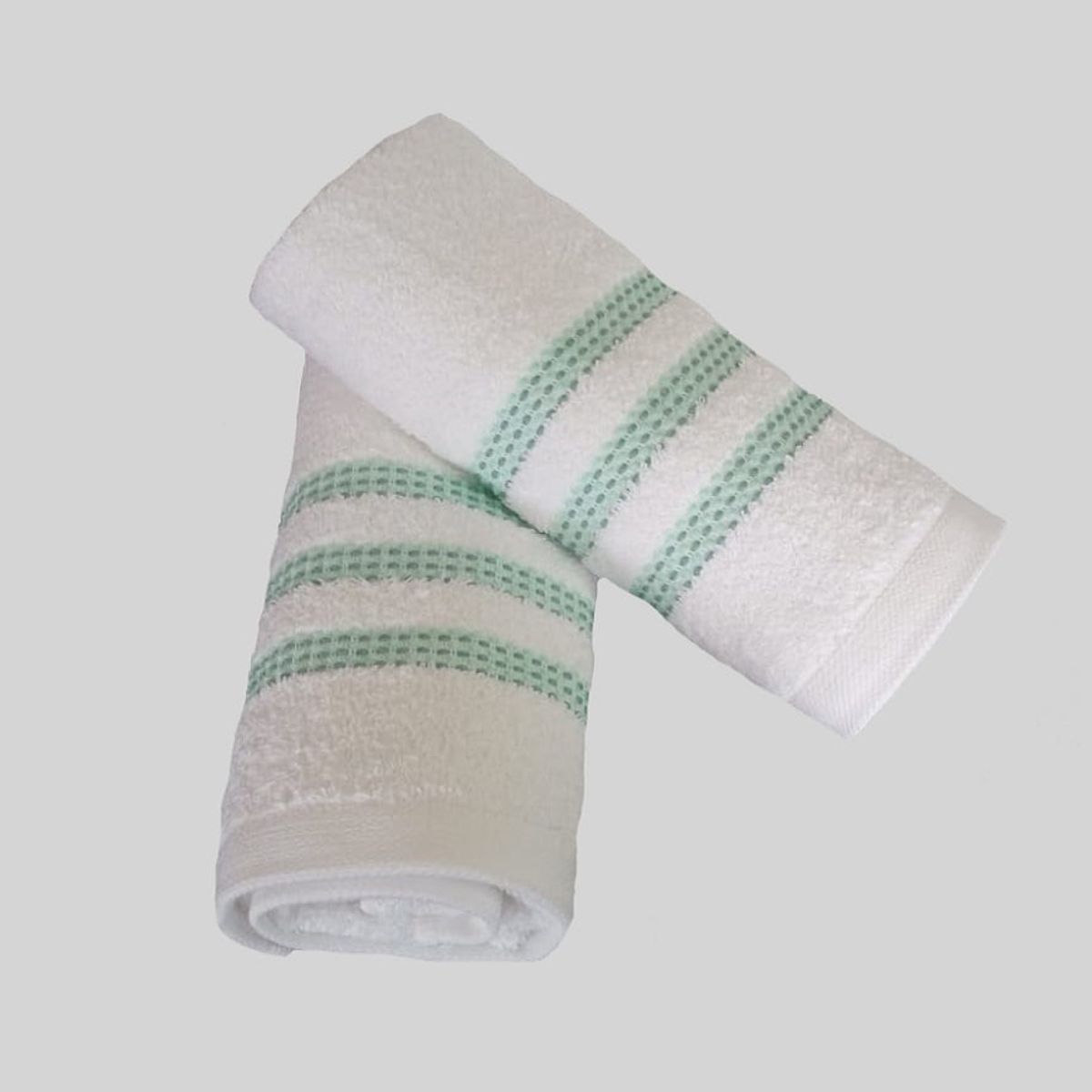 SLEEPER - Pack de 02 Toallas Mano Bahamas Blancas con cenefa Verde