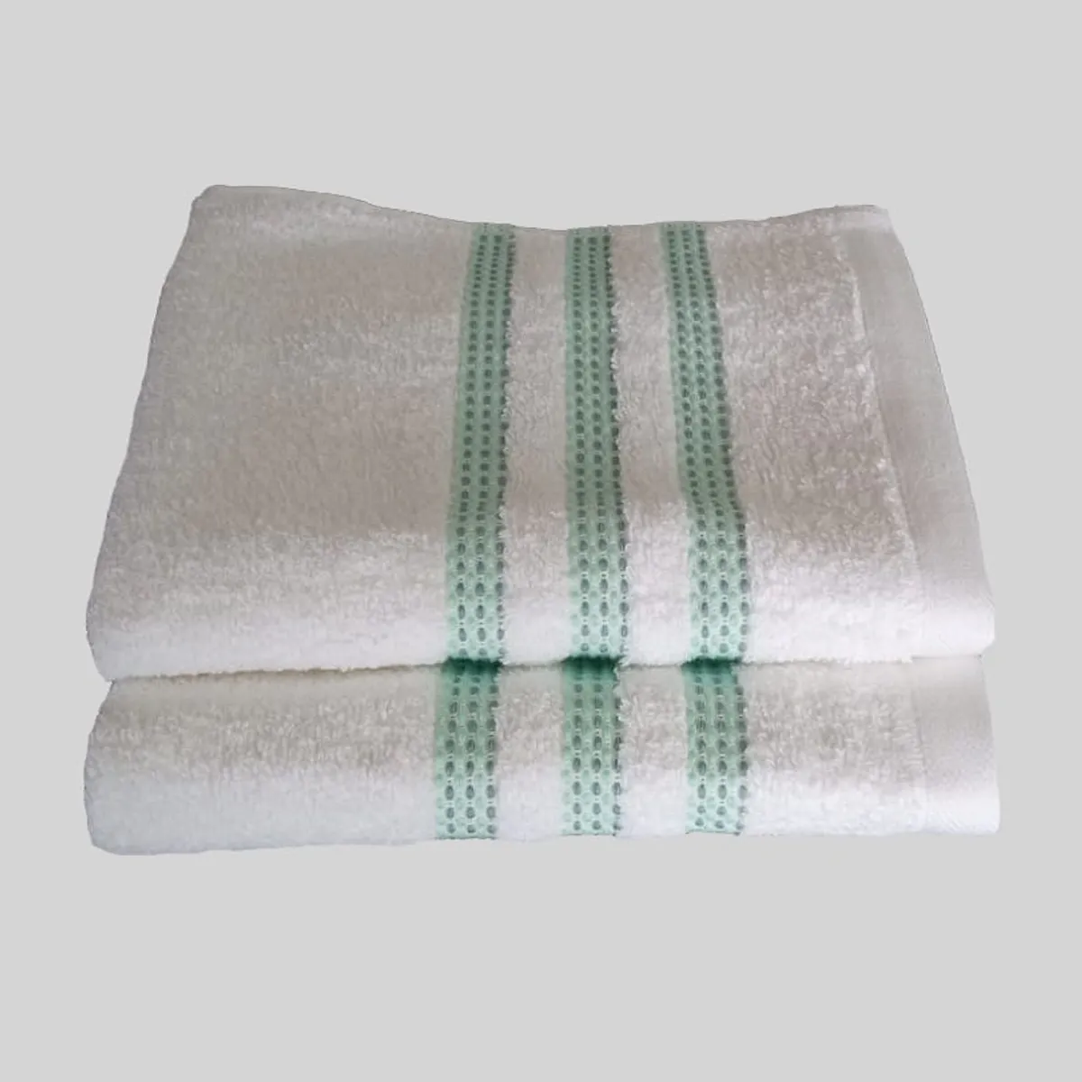 SLEEPER - Pack de 02 Toallas Mano Bahamas Blancas con cenefa Verde