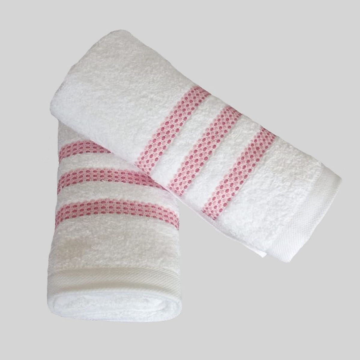 SLEEPER - Pack de 02 Toallas Mano Bahamas Blancas con cenefa Roja