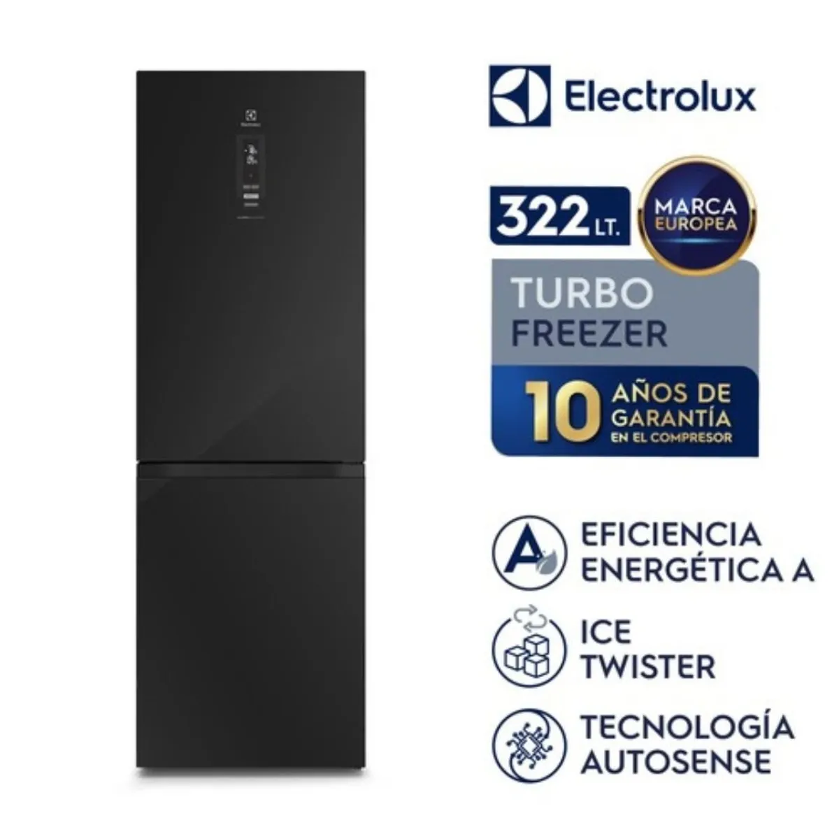 ELECTROLUX - Refrigerador Electrolux No Frost Bottom Freezer 323Litros Negro ERBB32N2HXB