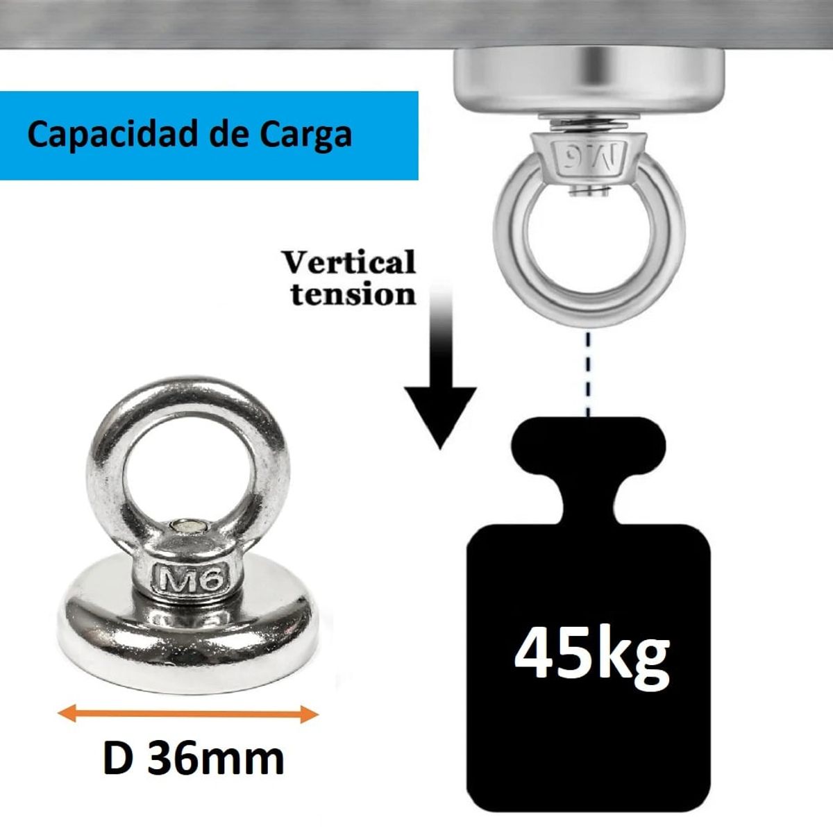 OEM - Iman De Neodimio 36mm 45kg Busqueda Pesca Pega Muy Fuerte N52