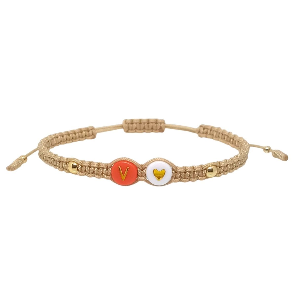 LUCYANA JOYAS Y ACCESORIOS - Pulsera Mujer de Hilo Nombre Letra Inicial V y Corazón - Joyas Lucyana