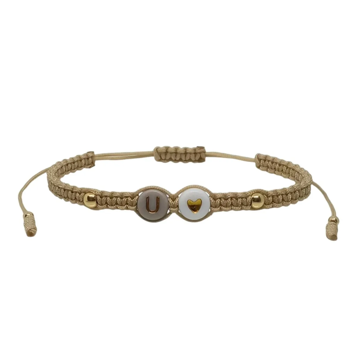LUCYANA JOYAS Y ACCESORIOS - Pulsera Mujer de Hilo con Letra Inicial U y Corazón - Joyas Lucyana
