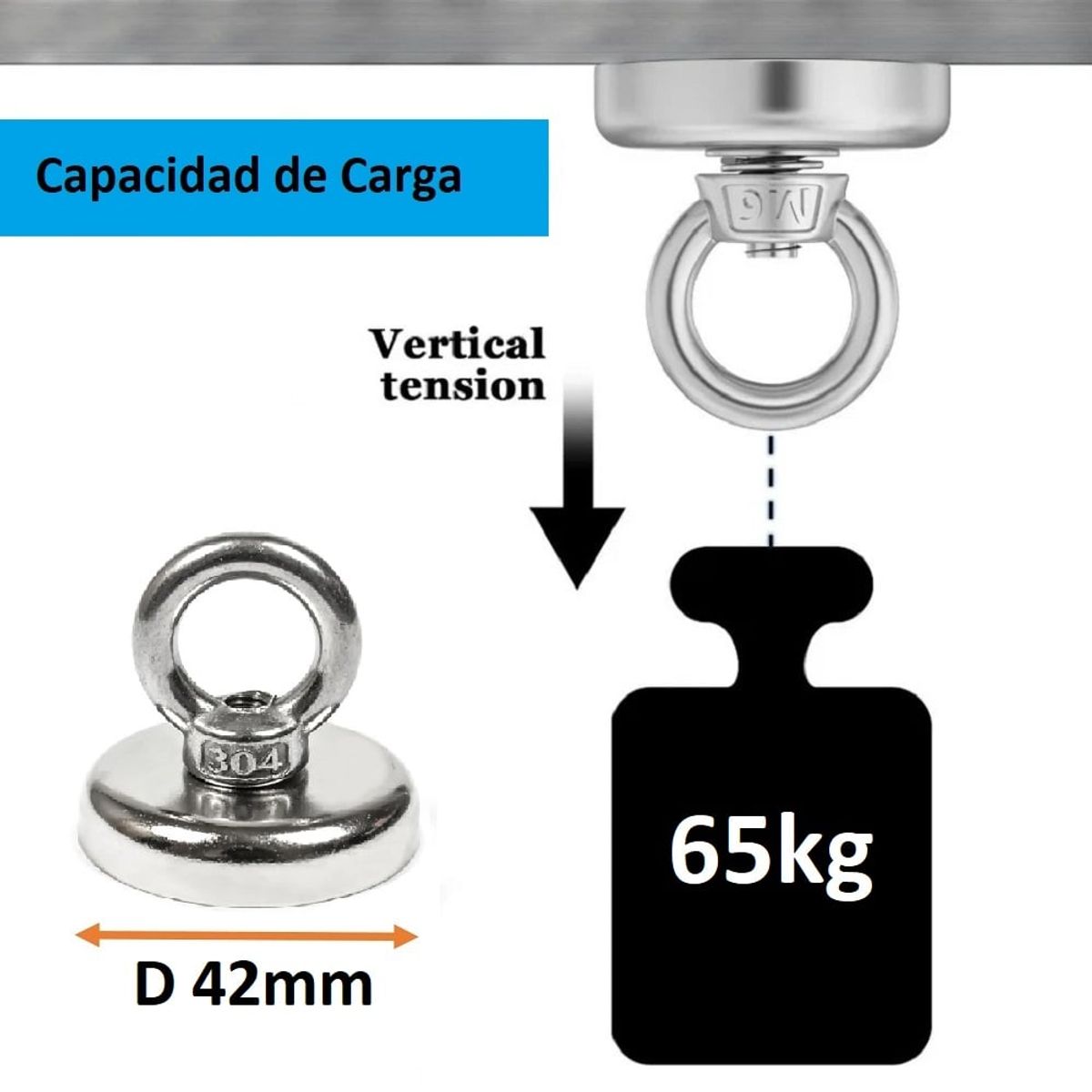 OEM - Iman De Neodimio 42mm 65kg Busqueda Pesca Pega Muy Fuerte N52