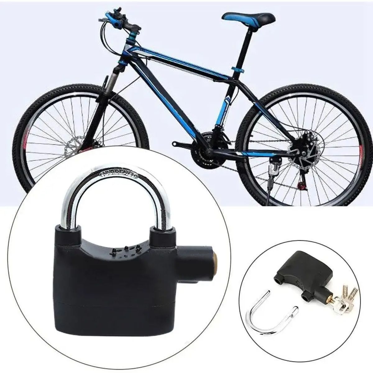 GENERICO - Candado Alarma Sistema de Bloqueo Chip Asa Grande Sensor Bicicleta Moto Genieka