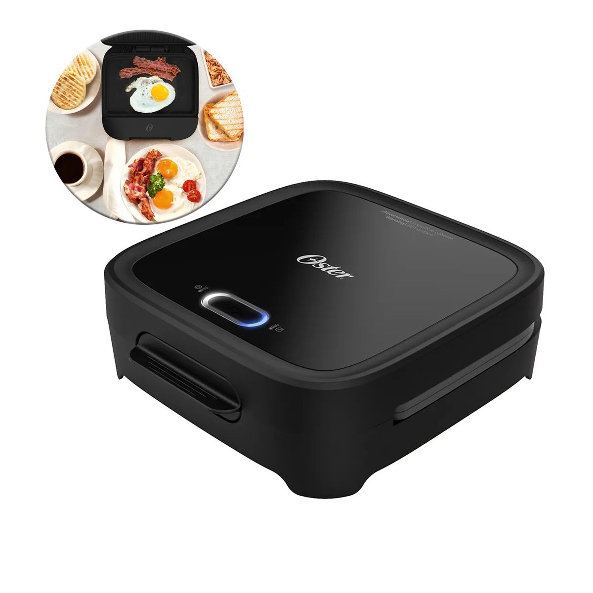 OSTER - Sandwichera Oster Compacta Con Platos Hondos Ckstsm400 Negro