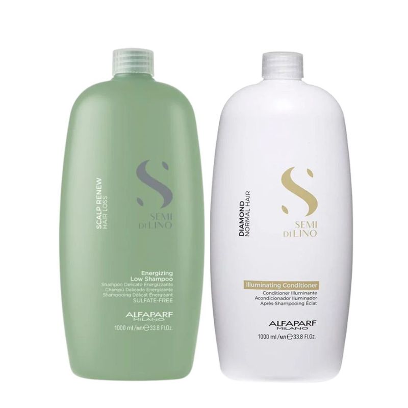 ALFAPARF MILANO - ALFAPARF SEMI DI LINO- Energizing Shampoo 1L  + Diamond Conditioner 1L