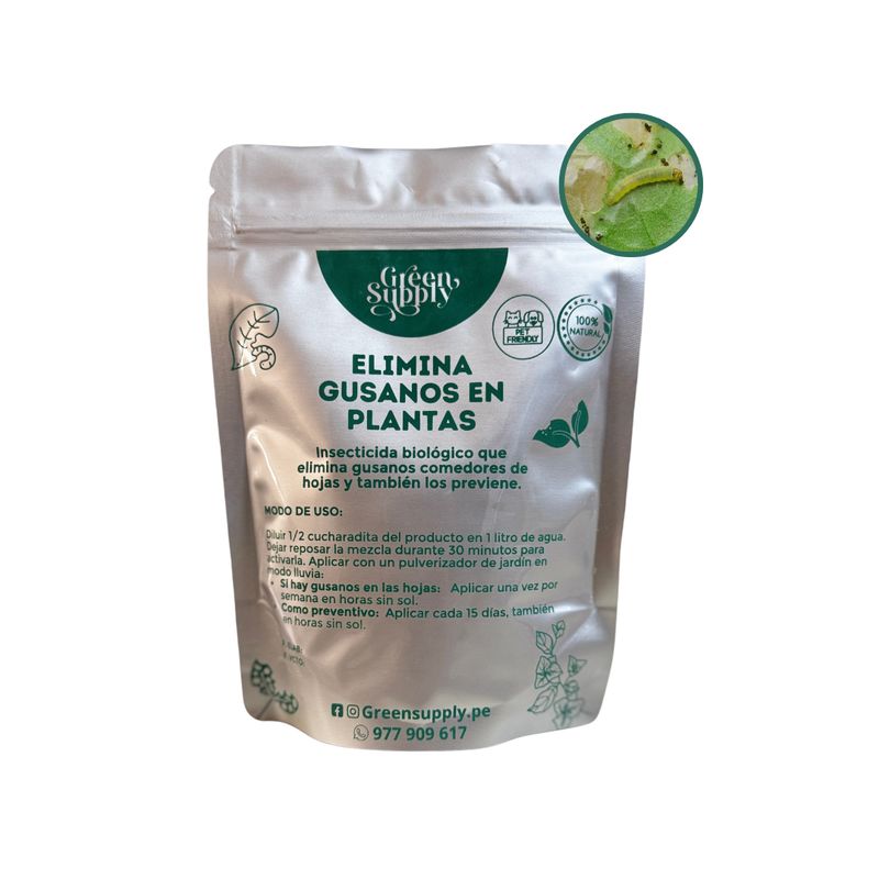 GREEN SUPPLY - Insecticida Biológico  Pet Friendly - Elimina Gusanos 100gr
