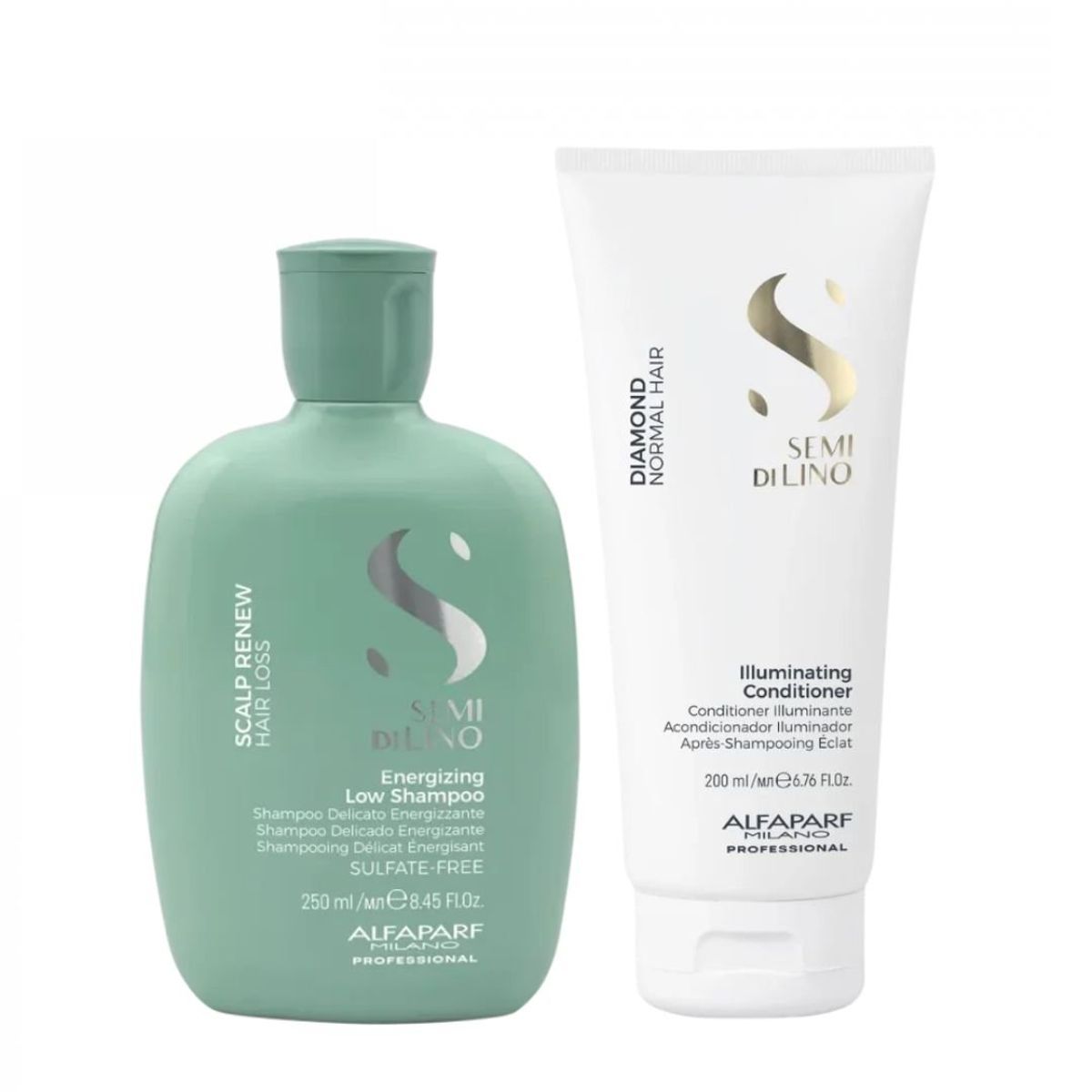 ALFAPARF MILANO - ALFAPARF SEMI DI LINO Dúo Energizing Shampoo + Diamond Conditioner