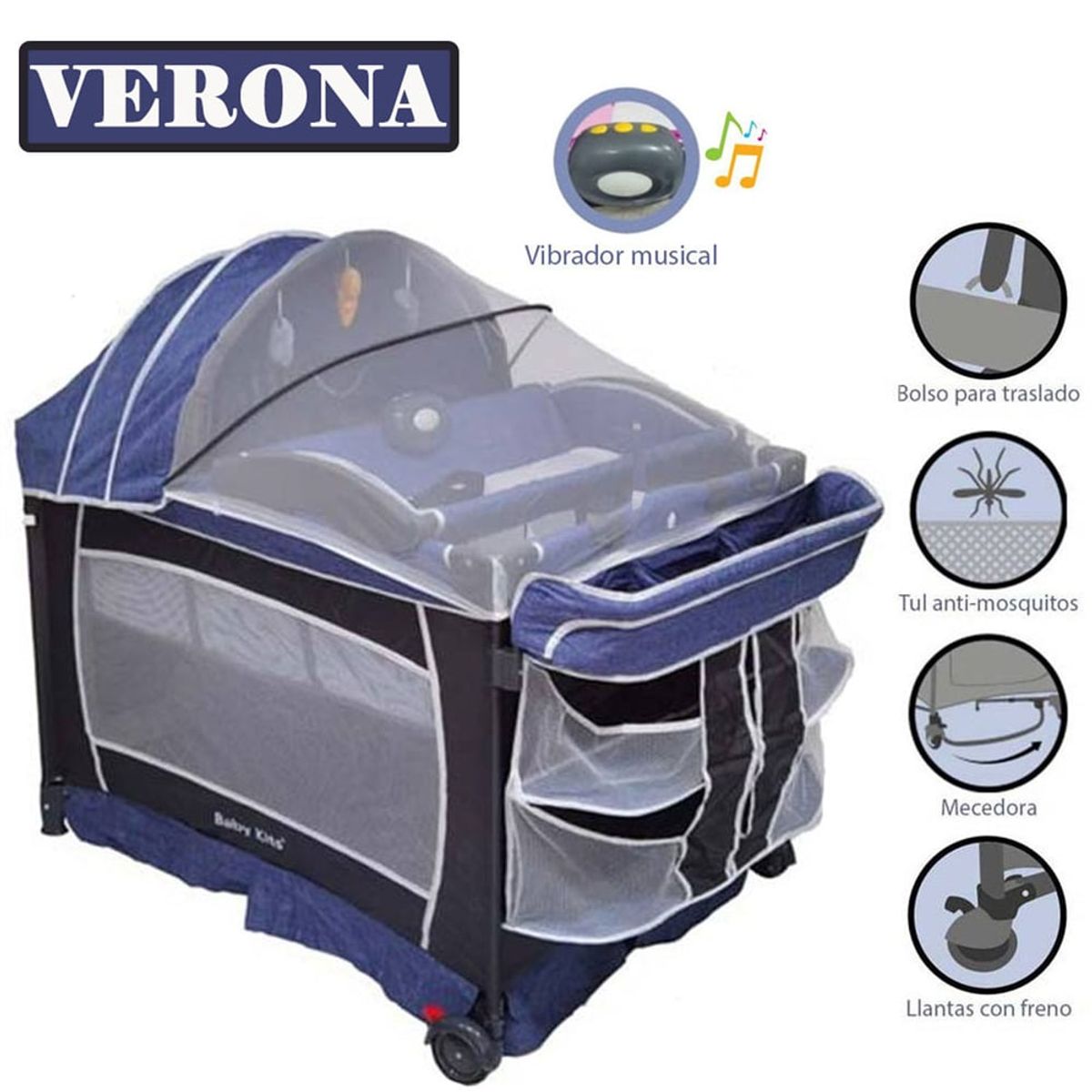 BABY KITS - Cuna Corral Baby Kits Verona Azul