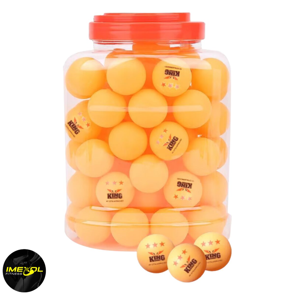 KING - Pelotas de Ping Pong Frasco 60 UNID – Tres Estrellas Naranja