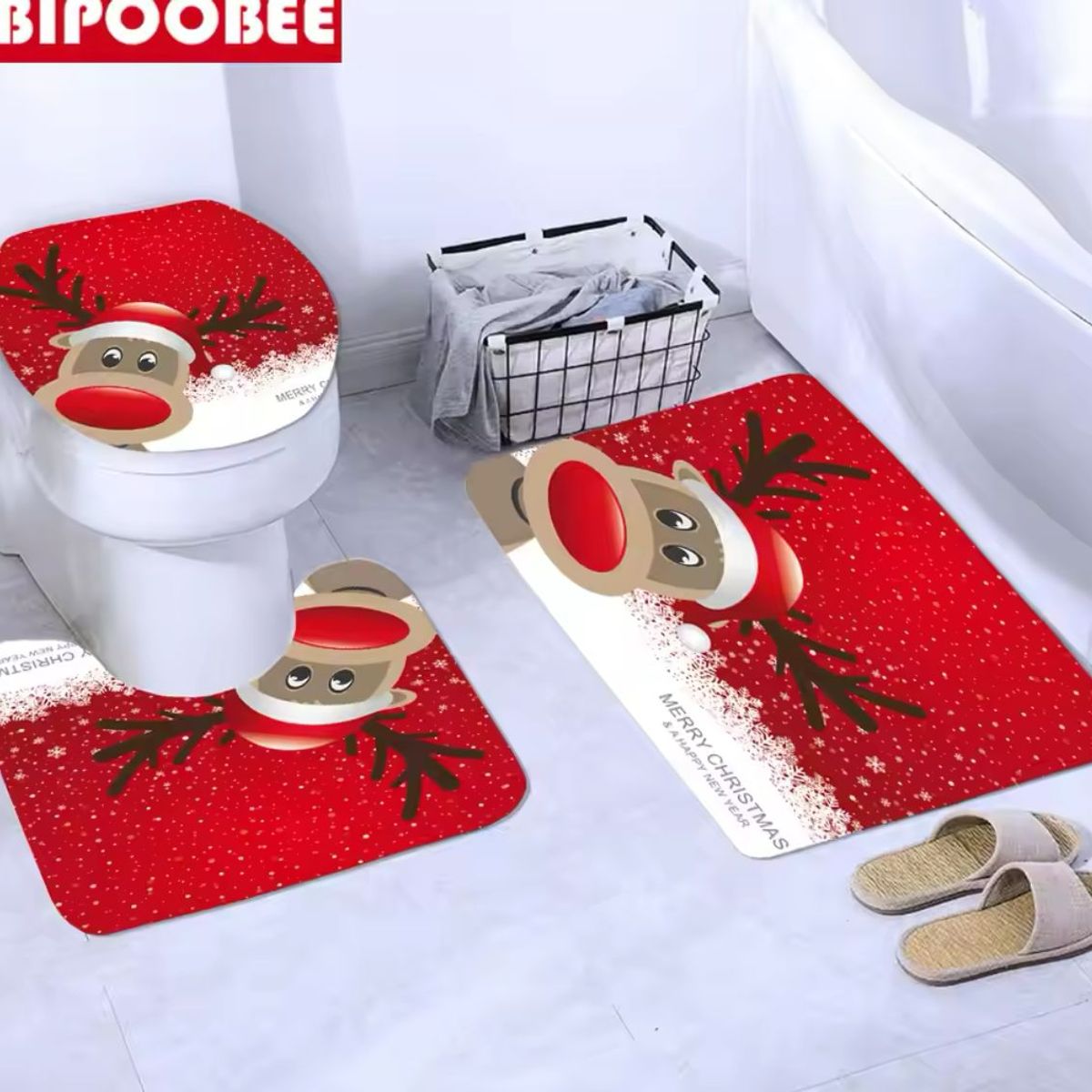 GENERICO - SET DE BAÑO NAVIDEÑO X 3 PIEZAS 