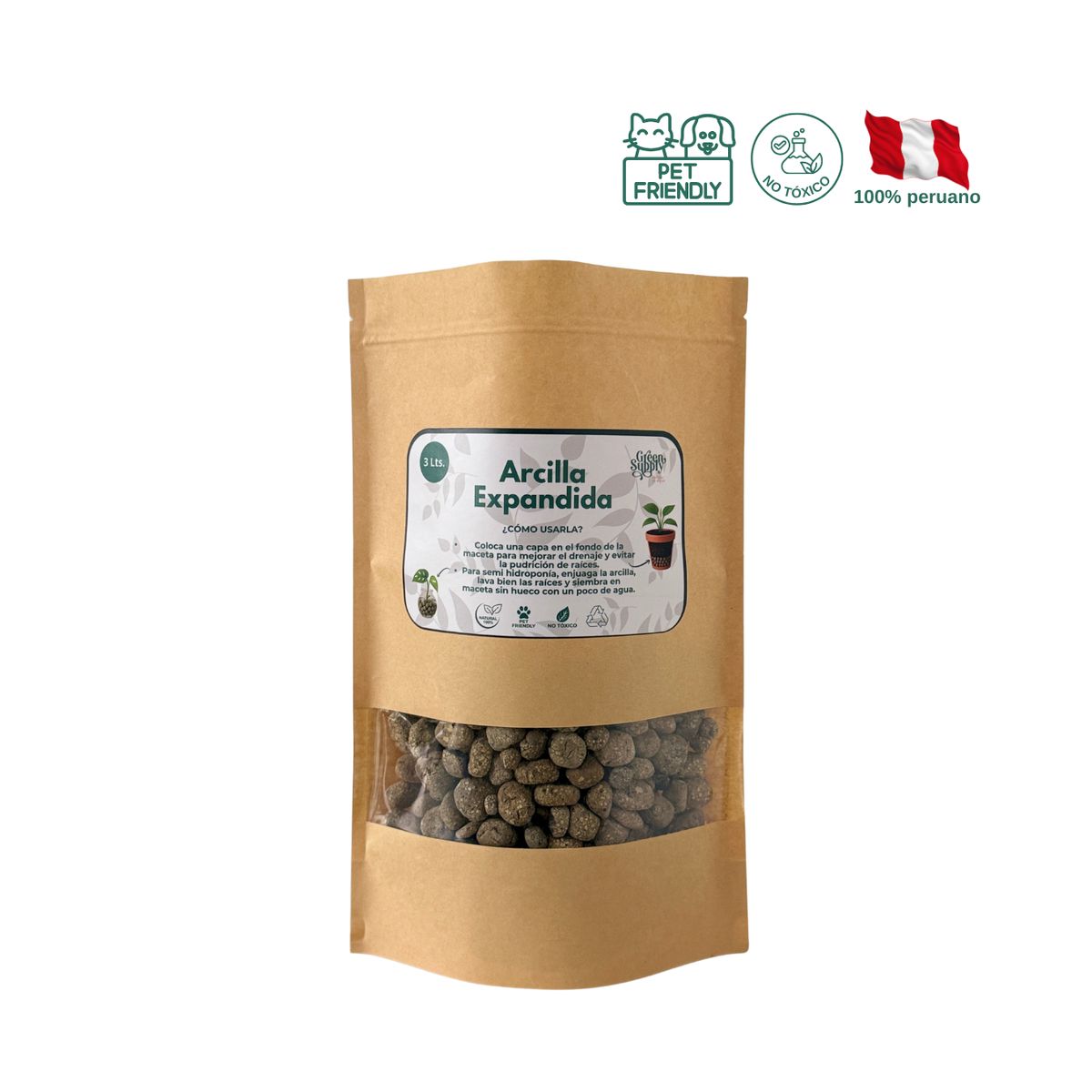 GREEN SUPPLY - Sustrato - Arcilla expandida 3 lts.