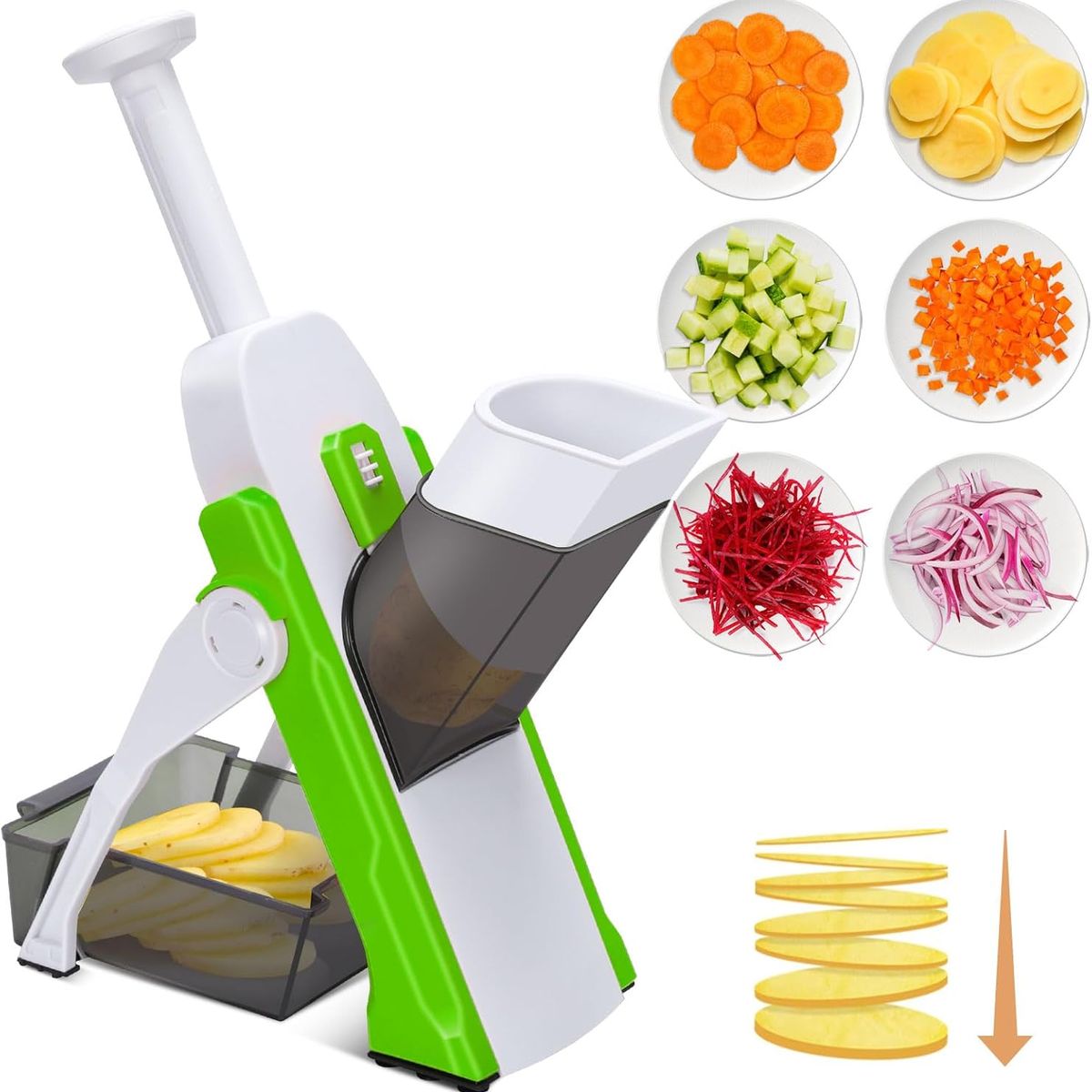 GENERICO - PICADOR VERDURAS -AUTOREGULABLE- MÁS DE 32 TIPOS CORTES-MULTIFUNCIONAL