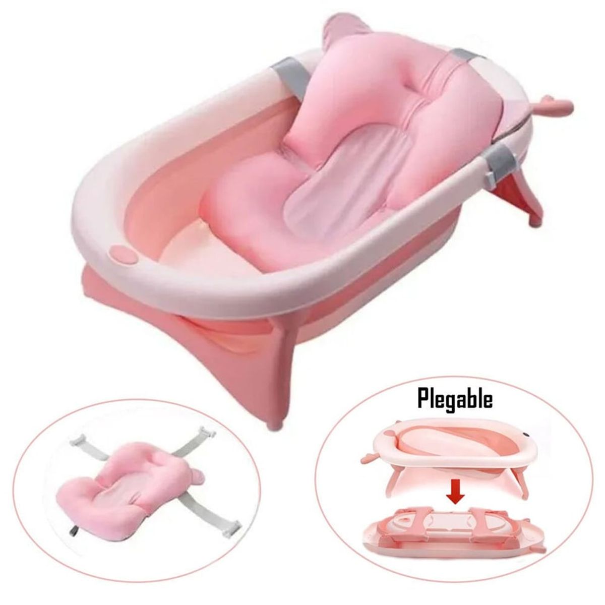 EBABY - Cuna Corral Mecedora SALLY 716 + Tina Plegable Rosado