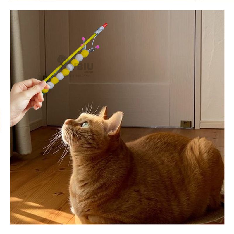 GENERICO - Varita para Gatos con Diseño de Bolitas en Color Amarillo