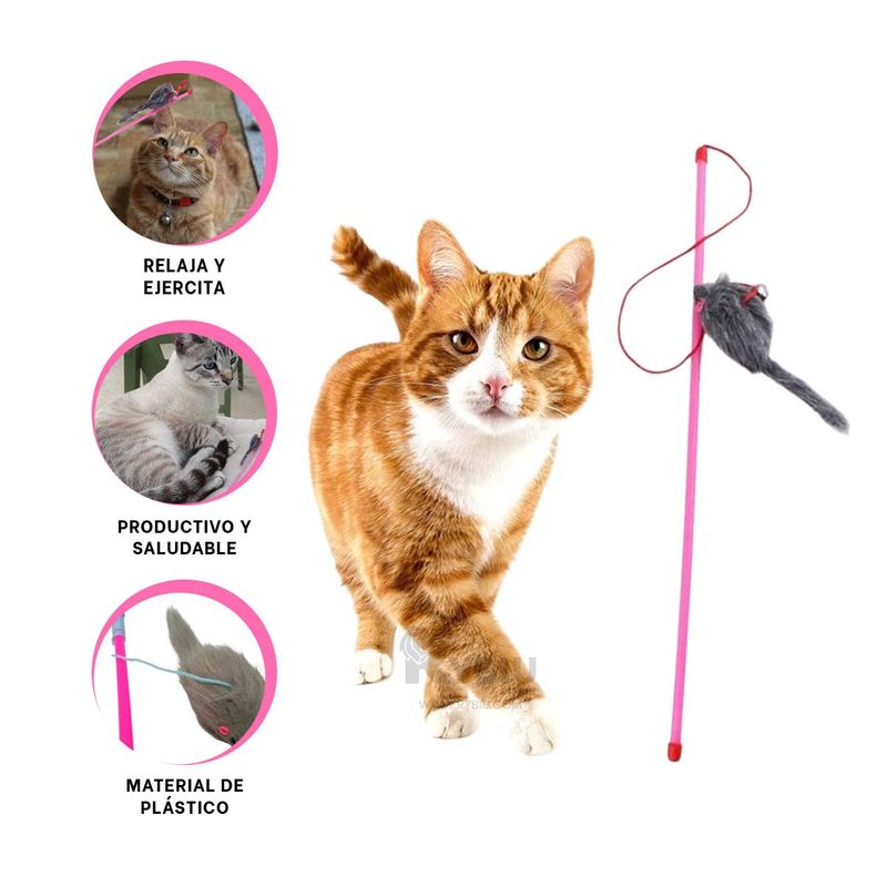 GENERICO - Baston Moderno para Felinos Tono Rosado Y+Post-it adhesivos