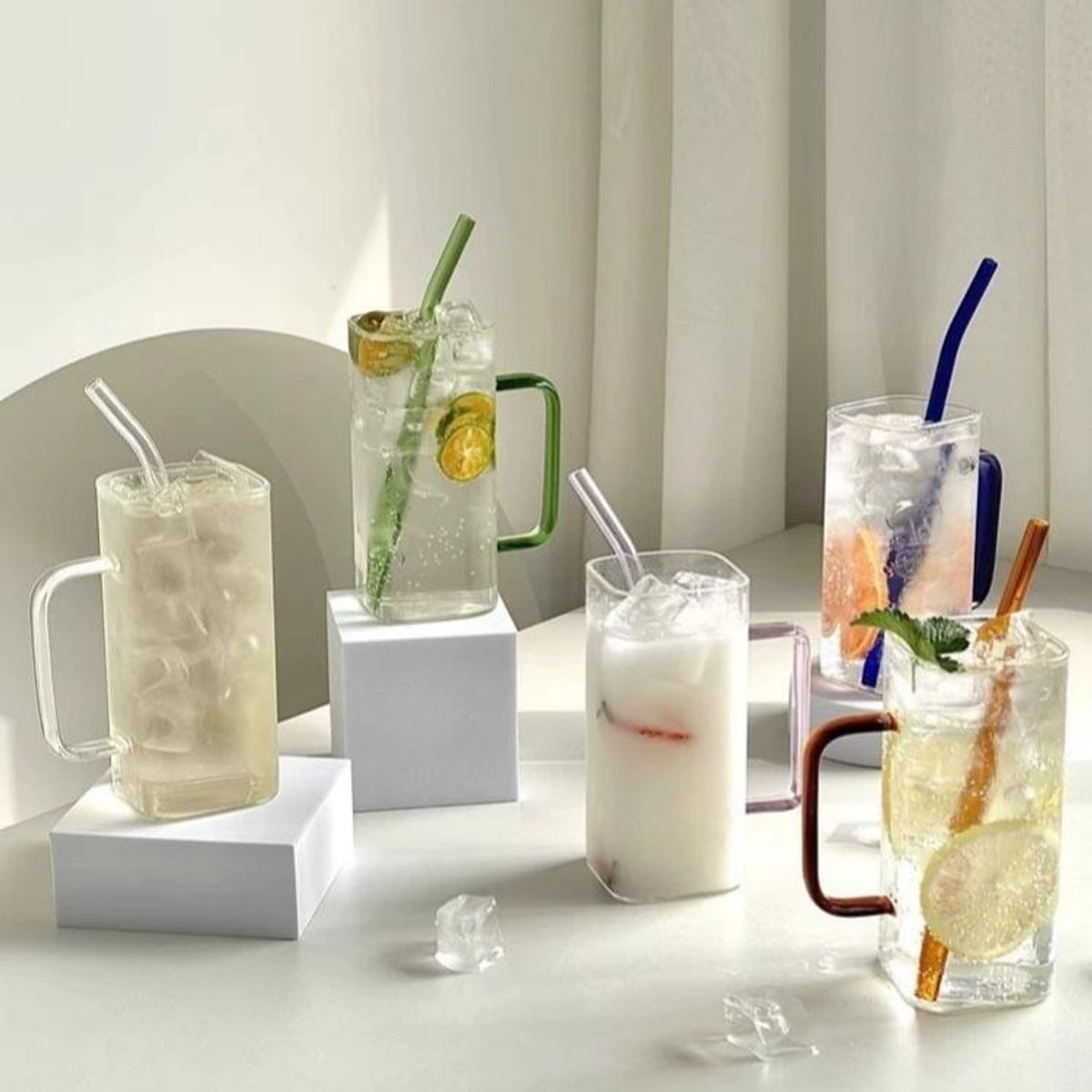 GENERICO - Set x4 vasos vidrio borosilicato vintage para bebidas frías y caliente