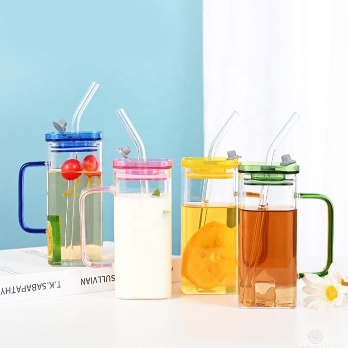 GENERICO - Set x4 vasos vidrio borosilicato vintage para bebidas frías y caliente